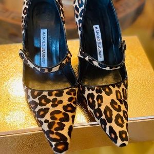 Manolo Blahnik Leopard Pony Fur Heels